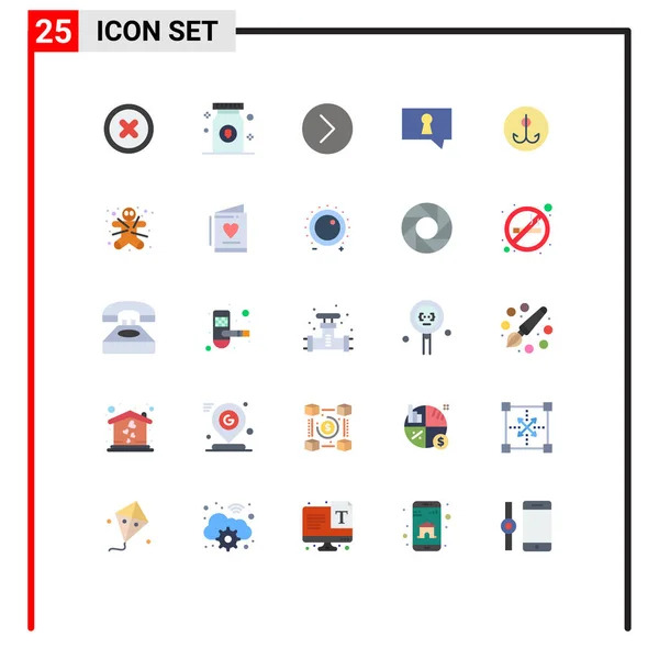 私人编辑矢量设计元素25个现代平面色彩通用图标符号组 — 图库矢量图片