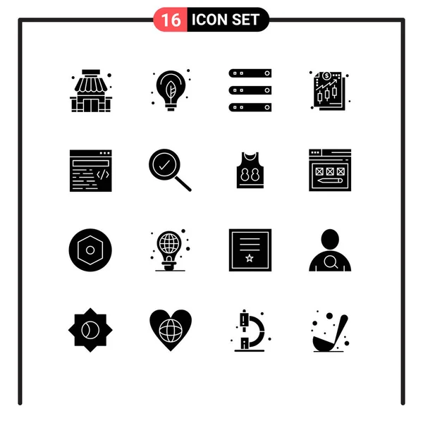 Conjunto Icones Modernos Símbolos Sinais Para Web Renda Banco Dados — Vetor de Stock