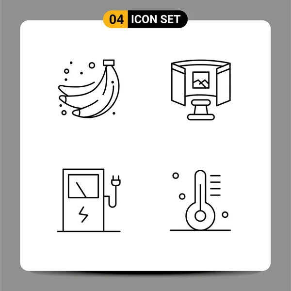 Pack Couleurs Plates Filledline Modernes Signes Symboles Pour Les Supports — Image vectorielle