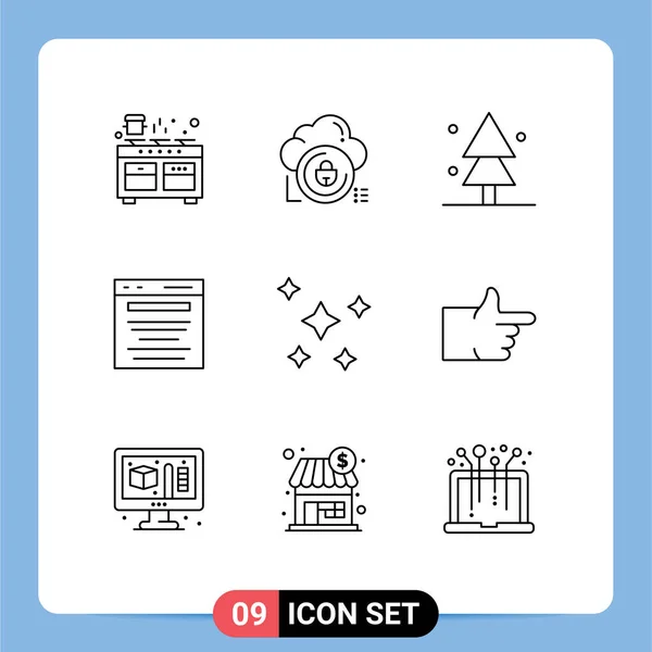 Pictogram Set Simple Outlines Marketing Business Lock Advertising Spruce Editable — Stock Vector