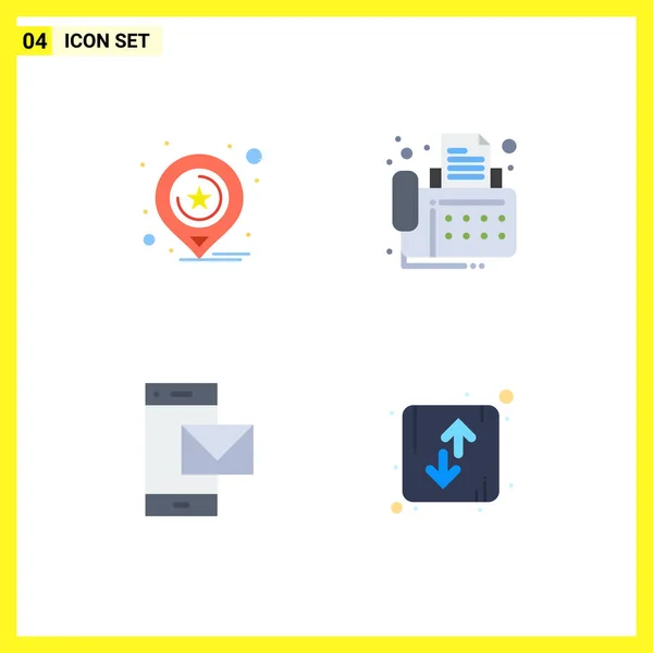 Thematic Vector Flat Icons Editable Sysymbols Location Message Business Fax — Vector de stock