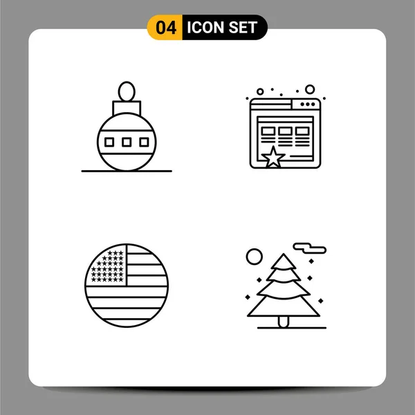 Mobile Interface Line Set Pictograms Christmas Thanksgiving Holiday Marketing Nature — Archivo Imágenes Vectoriales