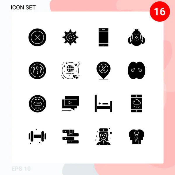 Universal Icon Symbols Group Modern Solid Glyphen Happy Easter Call — Stockvektor