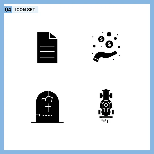 Universal Icon Symbols Group Modern Solid Glyphs File Grave Interface — Vetor de Stock