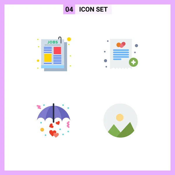 Pictogram Set Simple Flat Icons Love Job Medical Umbrella Editable — Stock Vector