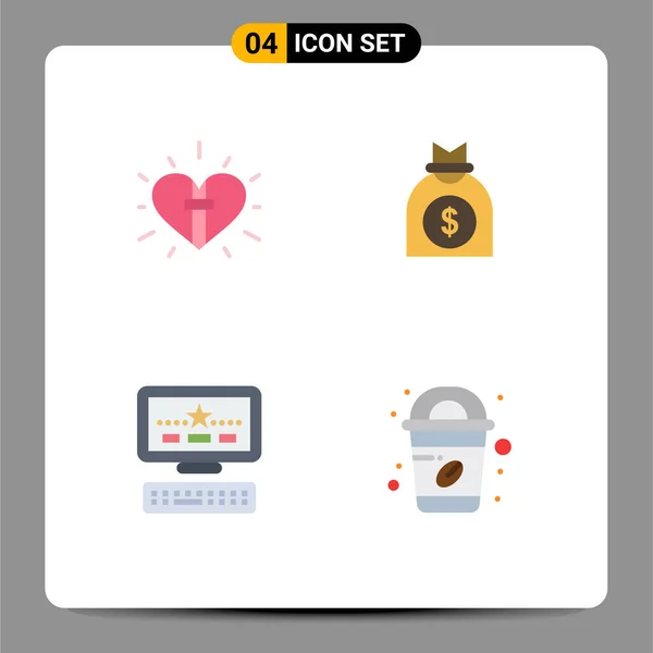 Grupo Iconos Flat Símbolos Para Amor Ordenador Cristiano Dinero Tablero — Vector de stock