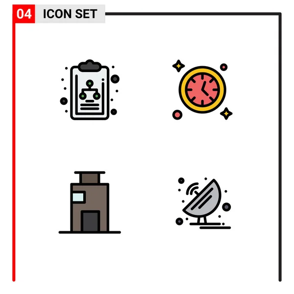 Set Modern Icons Sysymbols Signs Chart City Watch Apartment Antenna — Vector de stock