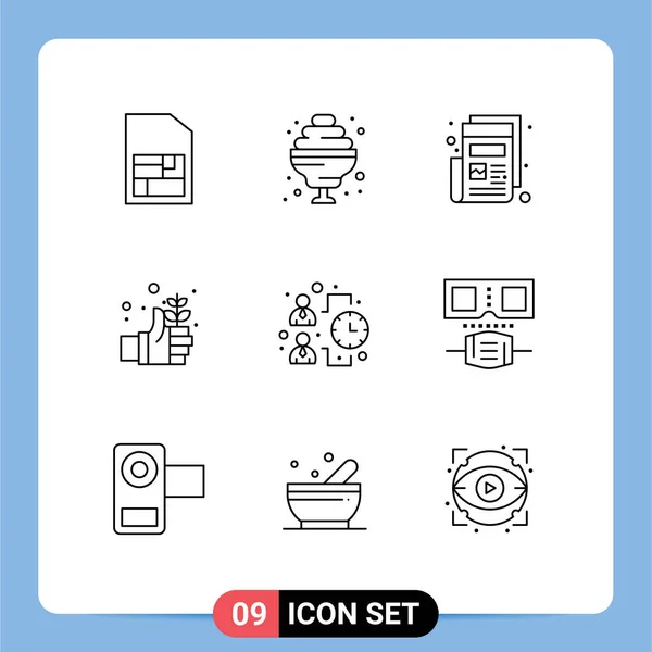 Stock Vector Icon Confezione Segni Simboli Linea Lavoro Efficacia Carta — Vettoriale Stock