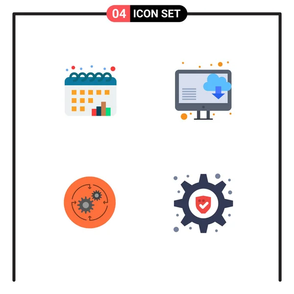 Stock Vector Icon Pack Líneas Signos Símbolos Para Calendario Empresa — Archivo Imágenes Vectoriales