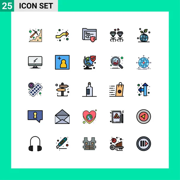 Set Modern Icons Sysymbols Signs Earth Present Right Jewel Surveillance — Vector de stock