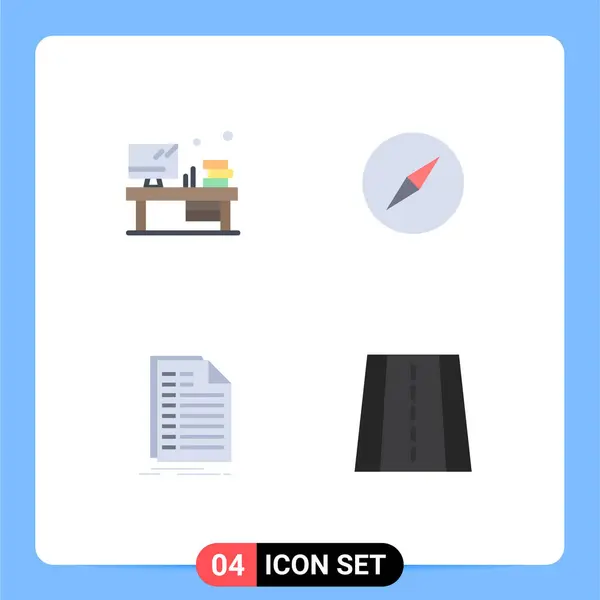 Pictogram Set Egyszerű Lapos Ikonok Asztal Fájl Monitor Navigáció Nyilatkozat — Stock Vector