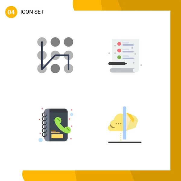 Modernes Set Von Flachen Symbolen Piktograph Von Muster Telefonbuch Sicherheit — Stockvektor