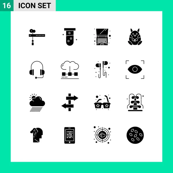Conjunto Icones Modernos Símbolos Sinais Para Suporte Fones Ouvido Computador — Vetor de Stock