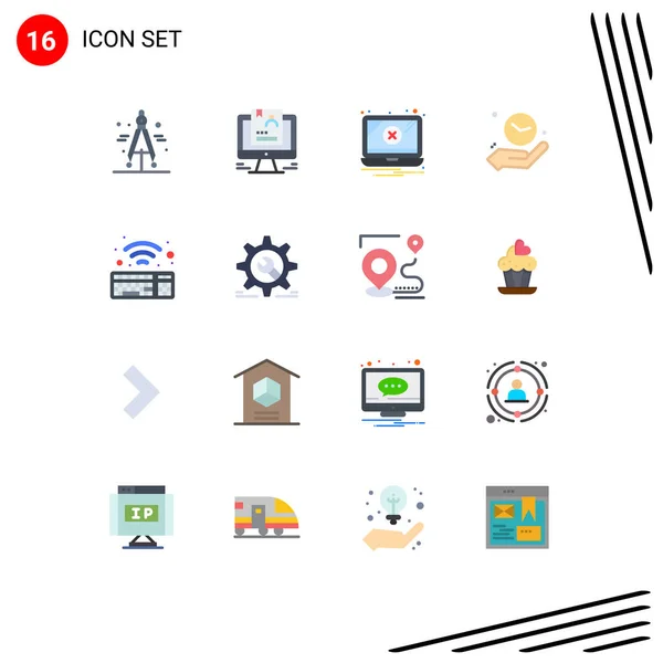 User Interface Flat Color Pack Modern Signs Symbols Wifi Time — Διανυσματικό Αρχείο