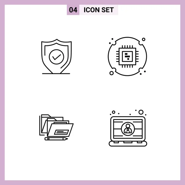 Line Concept Websites Mobile Apps Confirm Folder Secure Processor Safe — Stock Vector