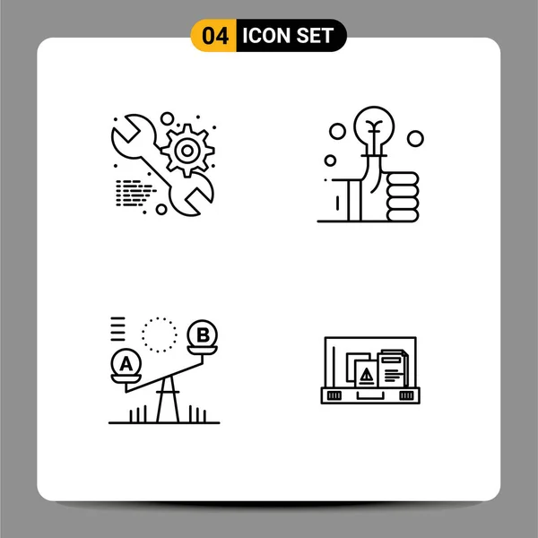 Set Van Moderne Pictogrammen Symbolen Voor Service Beslissing Versnelling Investering — Stockvector