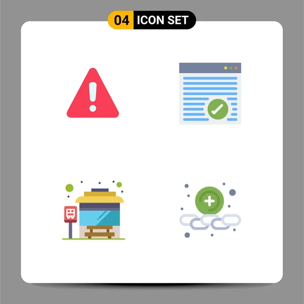 Set Commercial Flat Icons Pack Alert Stop Sign Online Add — Vector de stock