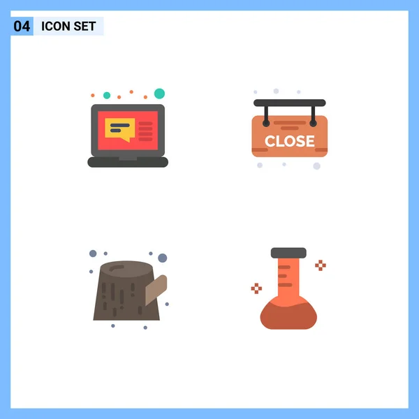Set Commercial Flat Icons Pack Email Waste Message Close Flask — Vector de stock