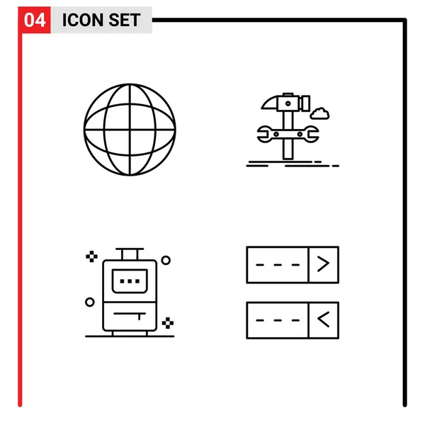 Mobile Interface Line Set Mit Piktogrammen Der Leistung Tasche Kranz — Stockvektor