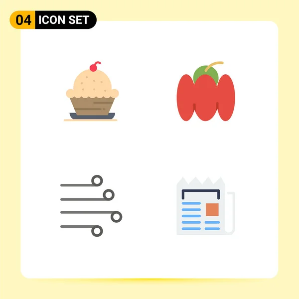 Pictogram Set Simple Flat Icons Cake Air Sweet Food Climate — Stock Vector