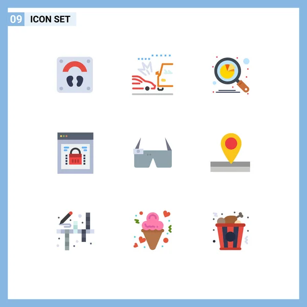 Universal Icon Symbols Group Modern Flat Colors Web Security Protected — 스톡 벡터