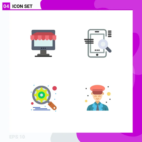 User Interface Pack Basic Flat Icons Ecommerce Configuration Store Mobile — Stock Vector