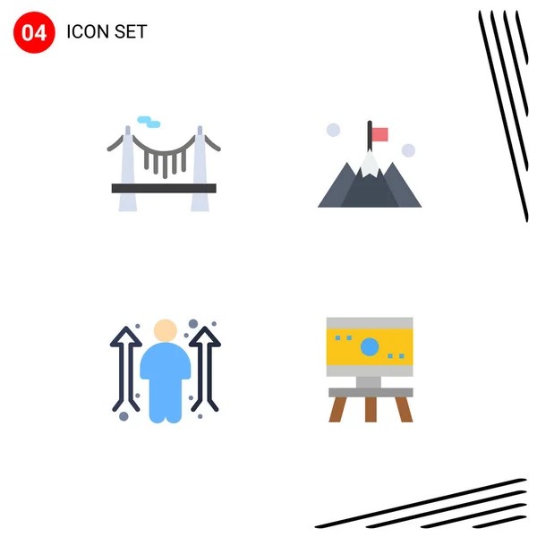 Vector Flat Icons Grid Bridge Career Road Mountain Opportunity Editable — 스톡 벡터