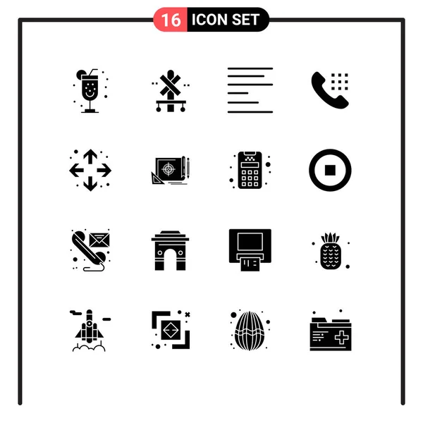 Set Modern Icons Symbols Signs Achievement Full Screen Left Enlarge — Stock Vector