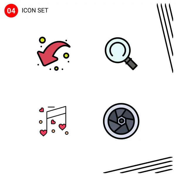 Filledline Flat Color Pack Universal Symbols Arrow Heart Left Search — 스톡 벡터