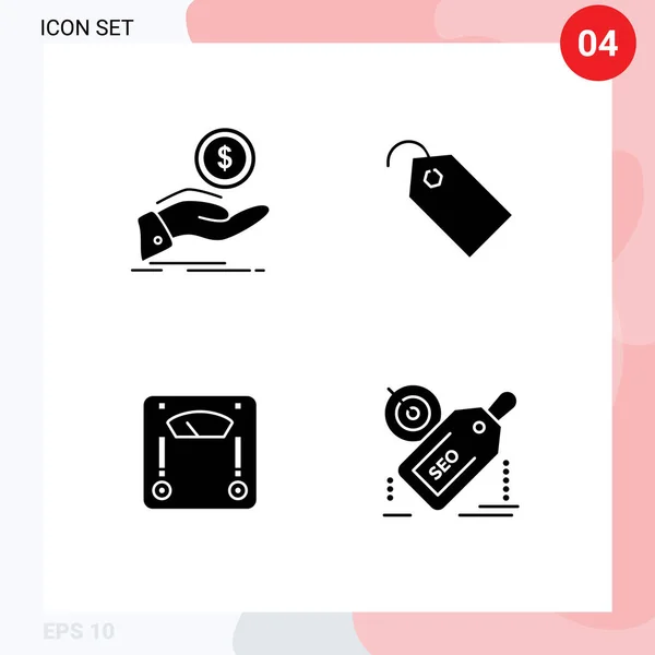 Aksjer Icon Pakke Med Linjesignal Symboler Hjelp Maskin Finans Tag – stockvektor