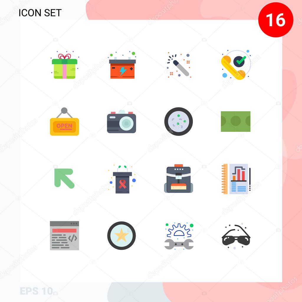 16 Creative Icons Modern Signs and Symbols of sign, marketing, wizard, received, ok Editable Pack of Creative Vector Design Elements