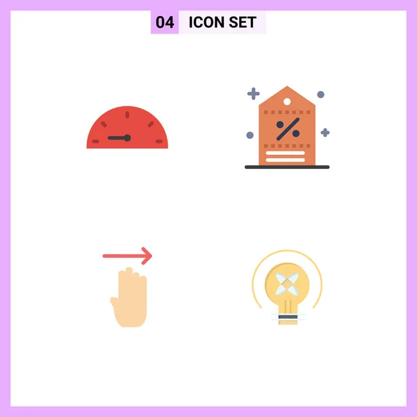 Mobile Interface Flat Icon Set Pictograms Dash Four Discount Shopping — Stockový vektor