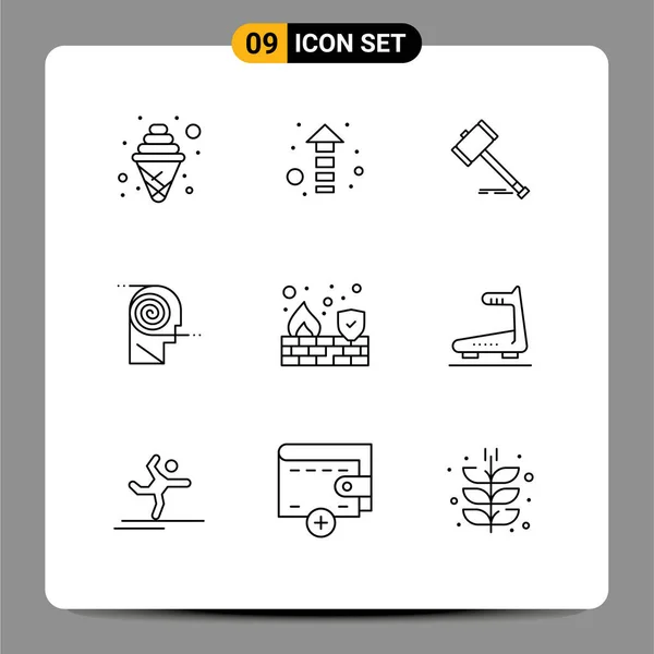 Modern Set Outlines Pictograph Learning Comprehension Auction Better Law Editable — Stock Vector