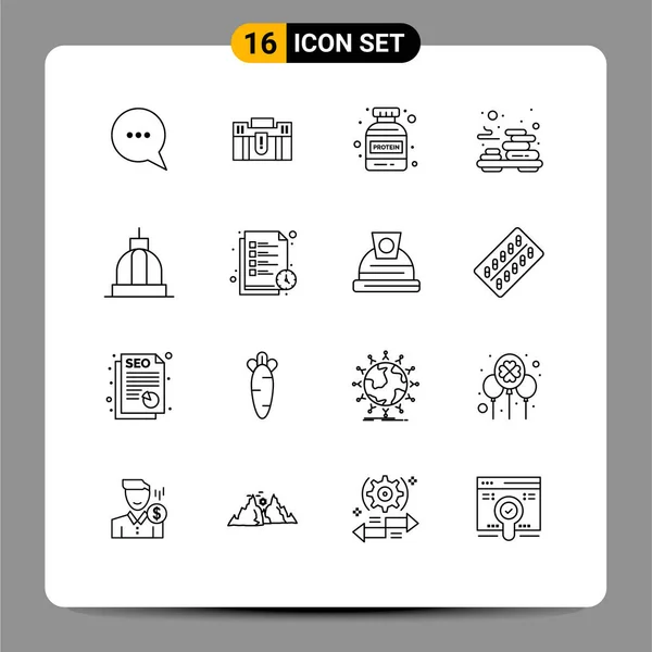 Universal Icon Symbols Group Modern Outlines Architecture Stone Suitcase Spa — Stock Vector