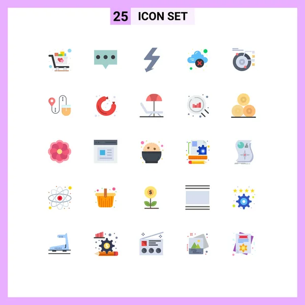 Creative Icons Modern Jelek Szimbólumok Bolygó Modell Flash Adatok Hiba — Stock Vector