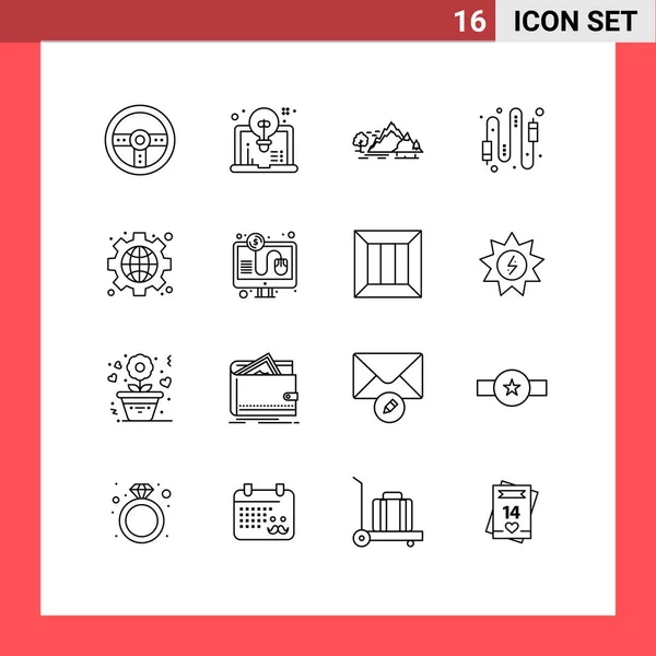 User Interface Outline Pack Modern Signs Sysymbols Electric Computer Hill — Vector de stock