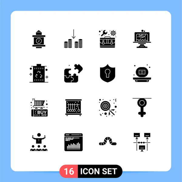 Universal Solid Glyphs Set Web Mobile Applications Power Energy Toolbox — Stockový vektor