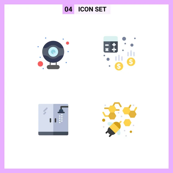 Set Van Vector Flat Icons Grid Voor Computer Sanitair Rekening — Stockvector