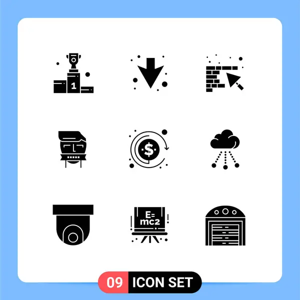 User Interface Pack Van Basic Solid Glyphs Van Valuta Gesloten — Stockvector