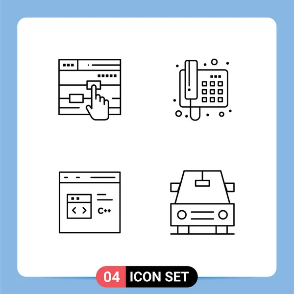 现代标志的用户界面行包和单击 电话的符号 开发可编辑向量设计元素 — 图库矢量图片