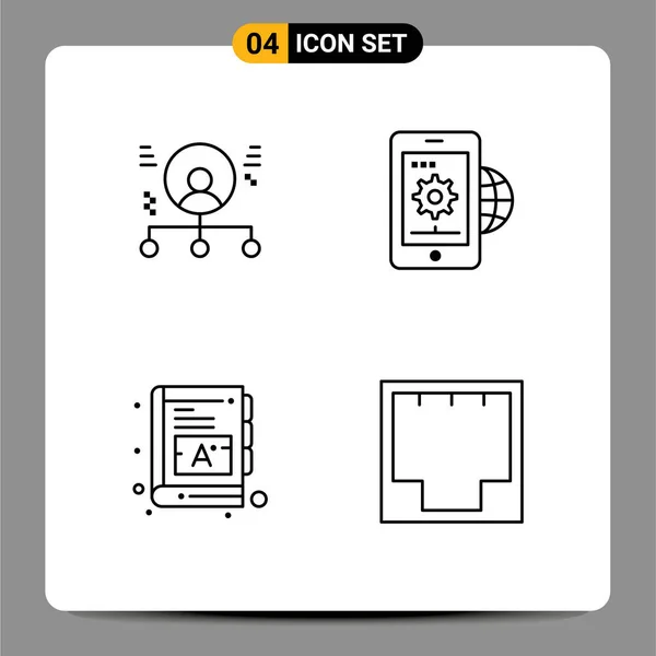 Stock Vector Icon Pack Line Segni Simboli Abilità Impostazione Uomo — Vettoriale Stock