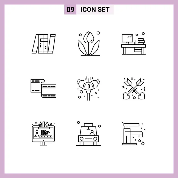 Stock Vector Icon Pack Líneas Signos Símbolos Para Carne Cerdo — Vector de stock