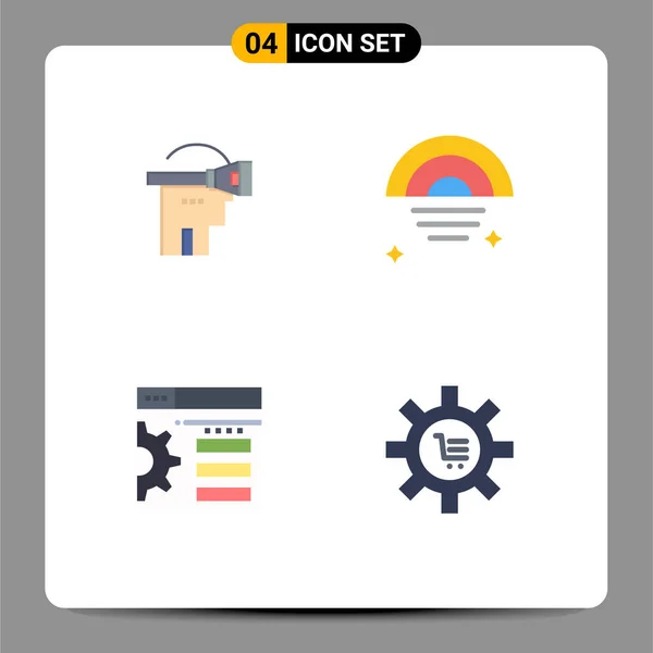 Pack Creative Flat Icons Virtual Setting Technology Sky Cart Editable — Stock Vector