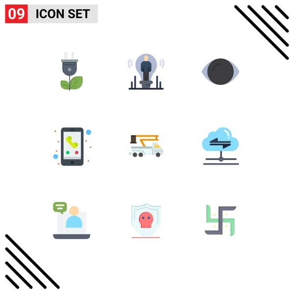 User Interface Flat Color Pack Modern Signs Sysymbols Crane Phone — Vector de stock