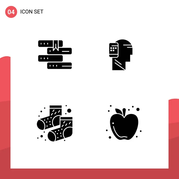 Thematic Vector Solid Glyphs Editable Symbols Books Dots Study Human — 스톡 벡터