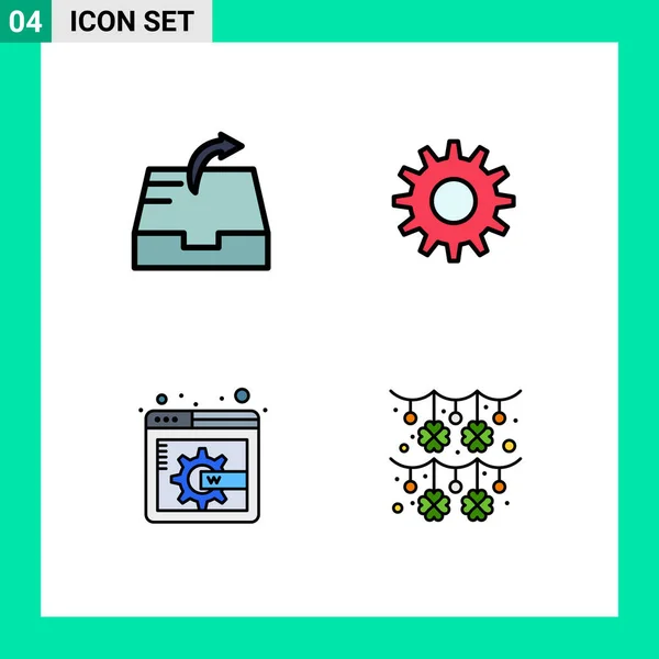 Icônes Créatives Signes Modernes Symboles Courrier Guirlande Rouage Contenu Page — Image vectorielle