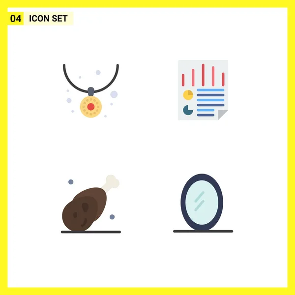 Editable Vector Line Pack Simple Flat Icons Accessories Food Necklace — Vector de stock