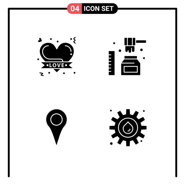 Universal Icon Symbols Group Modern Solid Glyphs Badge Location Romantic — Stock Vector