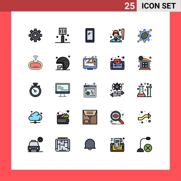 Set Modern Icons Sysymbols Signs Player Baseball Player Kitchen Baseball — Vector de stock
