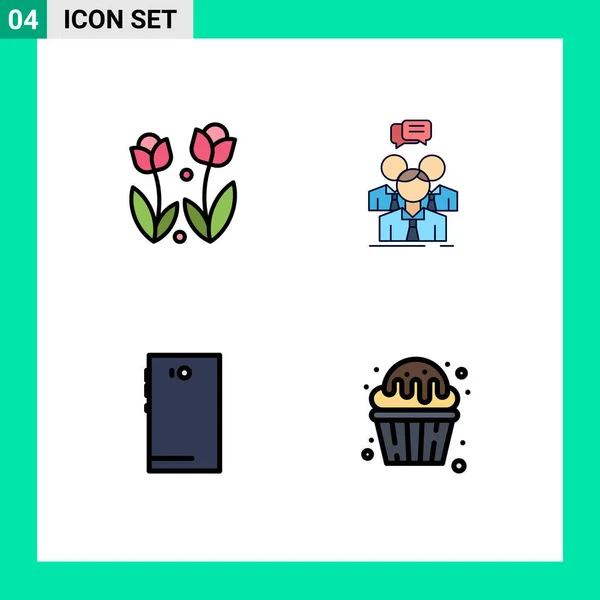 Set Dari Ikon Modern Simbol Tanda Tanda Untuk Flora Tim - Stok Vektor